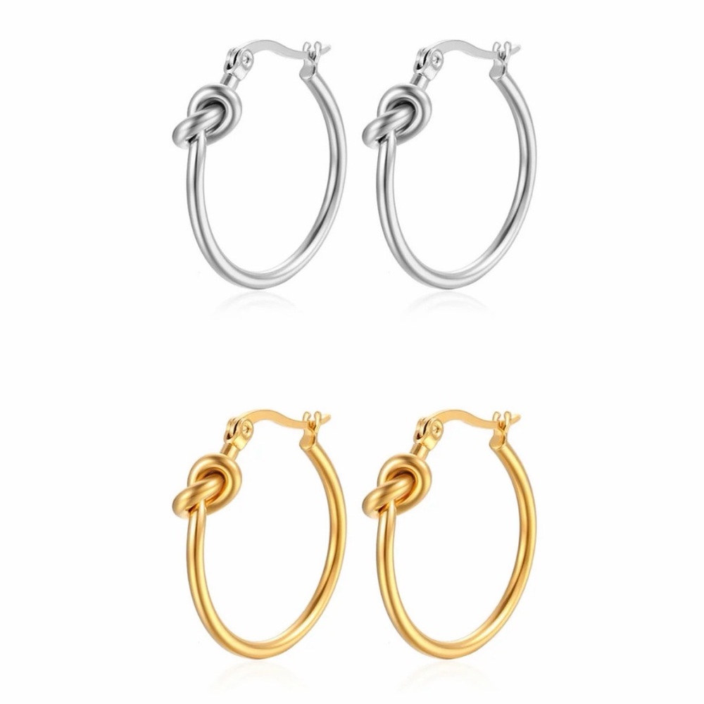 Gold Plated Knot Hoop Earrings NWT